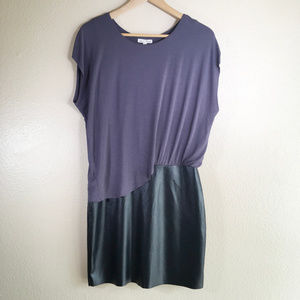 Hem & Thread Gray/Black Knit & Faux Leather Dress